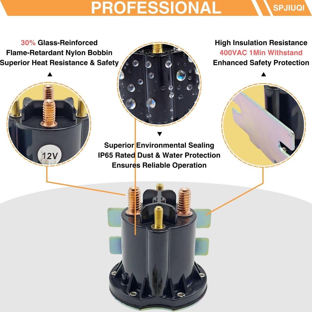 12VDC 4-Terminal Continuous Solenoid Relay Switch for Yamaha G22-G29 Gas Golf Cart YDRA JW1-H1950-00-00 JF2-H1950-00 JR3-H1950-00-00 Trombetta