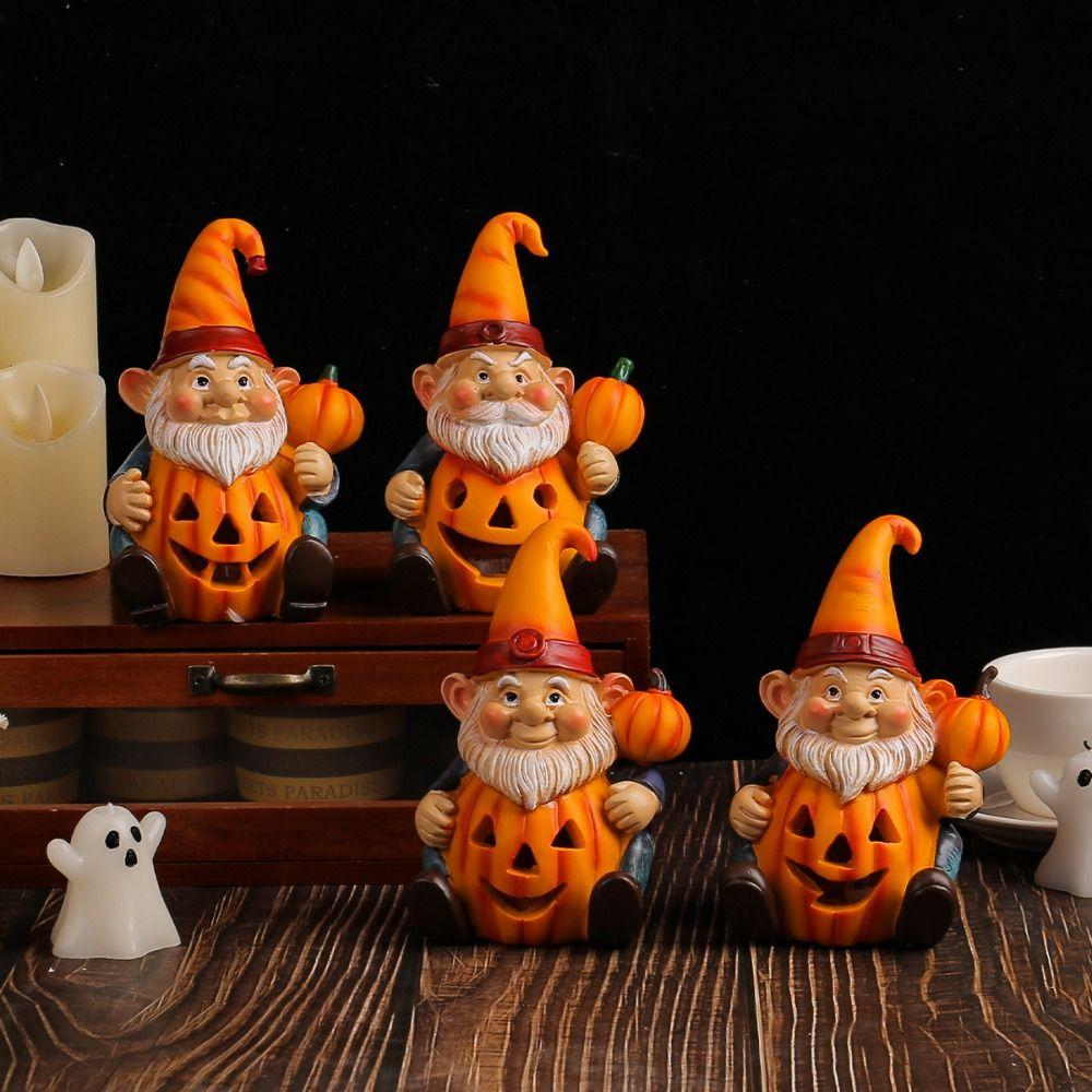 

с легкой тыквой, статуя старика, милые украшения на Хэллоуин, праздник урожая