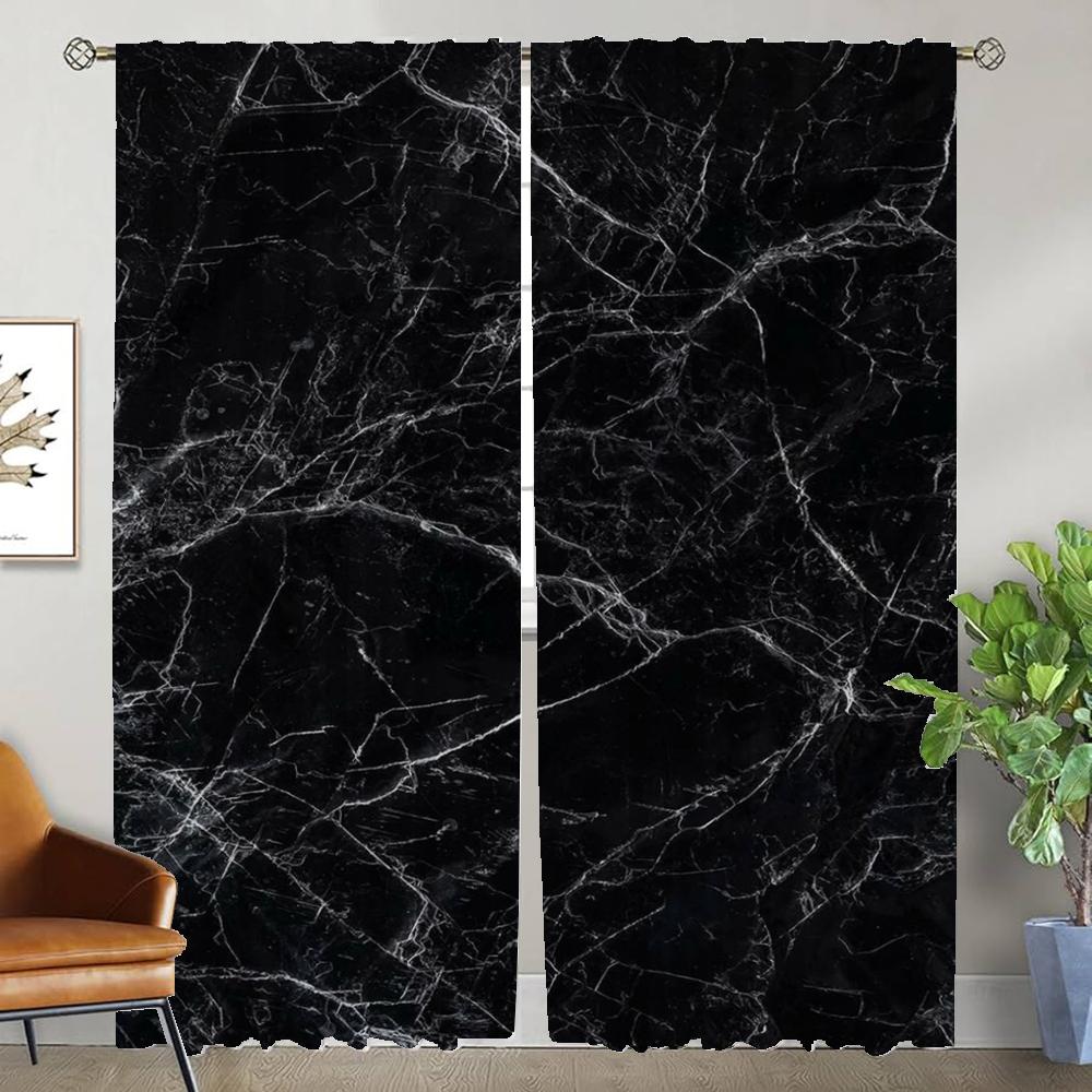 Marbling Curtains for Living Room Curtain Shades Home Interior Curtains 2 Pieces Halloween Decoration Tulle for Bedroom Kitchen
