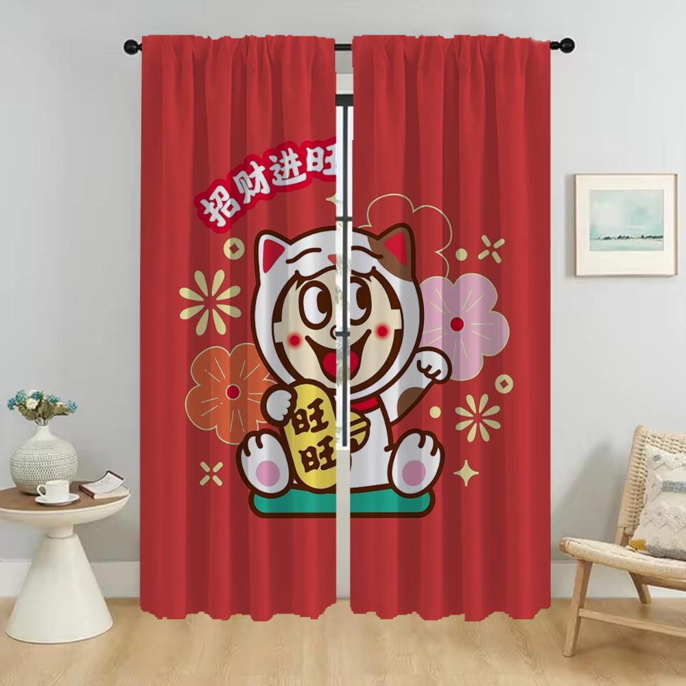 Kitchen Curtains for Living Room Curtain Wangwang Home Interior Curtains 2 Pieces Halloween Decoration Tulle for Bedroom Shades