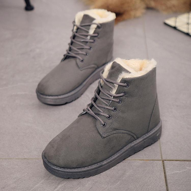 2024 Women's Snow Boots Flat Heel Korean Martin Style Winter Cotton Short Boots