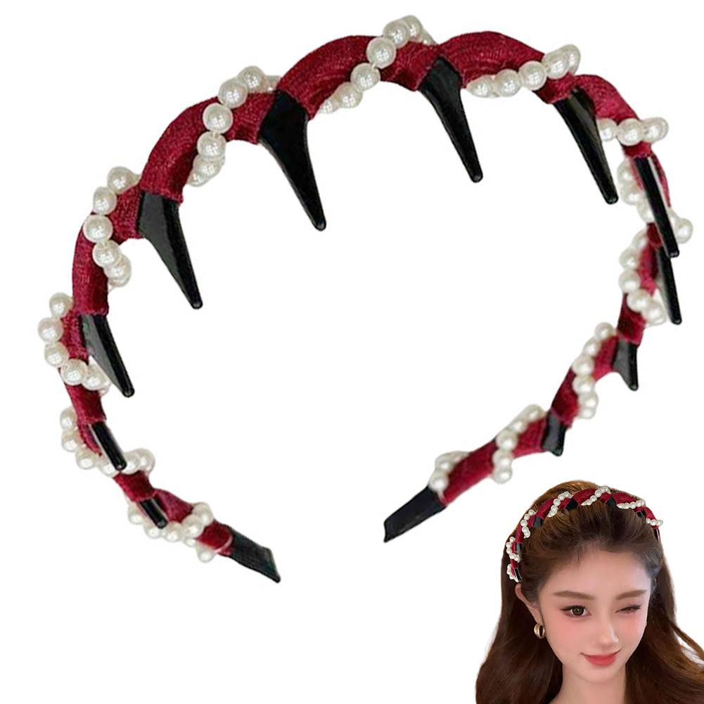 3Pcs Fashion Headbands for Womens Girls Non-Slip Wave Headband with Teeth Vintage Hairband Hair Comb Zigzag Band Hair Accessory
