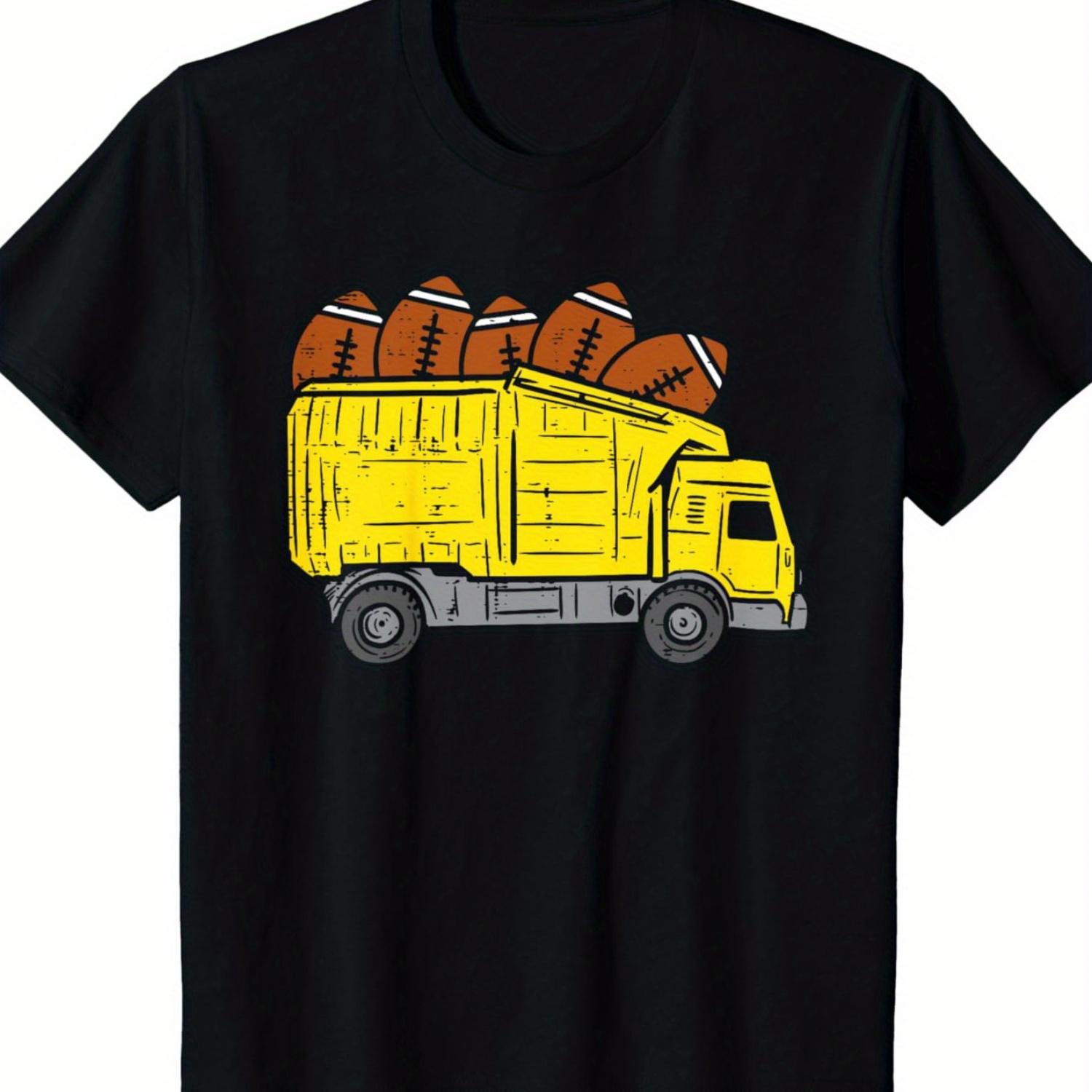 

Boys Football Dump Truck Graphic T-Shirt - 100% Cotton, Short Sleeve, Crew Neck, Casual Black Tee for Youngsters XXXXXL чёрный