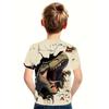 Summer Round Neck 3D Printed Dinosaur Pattern Top Fashionable Casual Short Sleeved Children's Boy T-shirts
