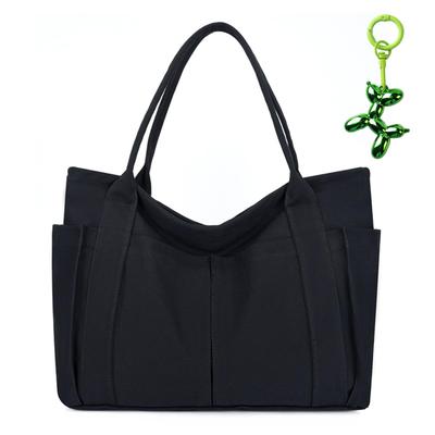 KSYN KO-KO Tote Bag for Women and Men, Canvas Tote Bag, Large Capacity, Multiple Pockets, Solid Design, Lightweight, Perfect for Commuting, School,