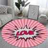 Love Comic Burst Round Rug Pop Art Floor Mat Kids Room Decor Soft Non Slip Carpet Nursery Play Area Cute Elephant Theme