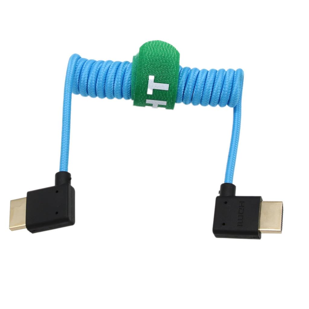 HangTon 4K 60p 8K 30p HDMI auf HDMI Spiralkabel mit rechtem und linkem Winkel Geflecht für Atomos Ninja Blackmagic Feelworld ZCAM Links nach Rechts Geflochten 2.1