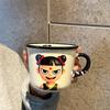 The new Nezha ceramic milk cup microwave can be heated to children's drinking cup graduated oatmeal cup souvenir