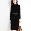 Knee-length Long Sweater Dress Women's Half-High Collar Dress Insulated Warm Knitted Midi Dresses with Bottoms Spring Autumn