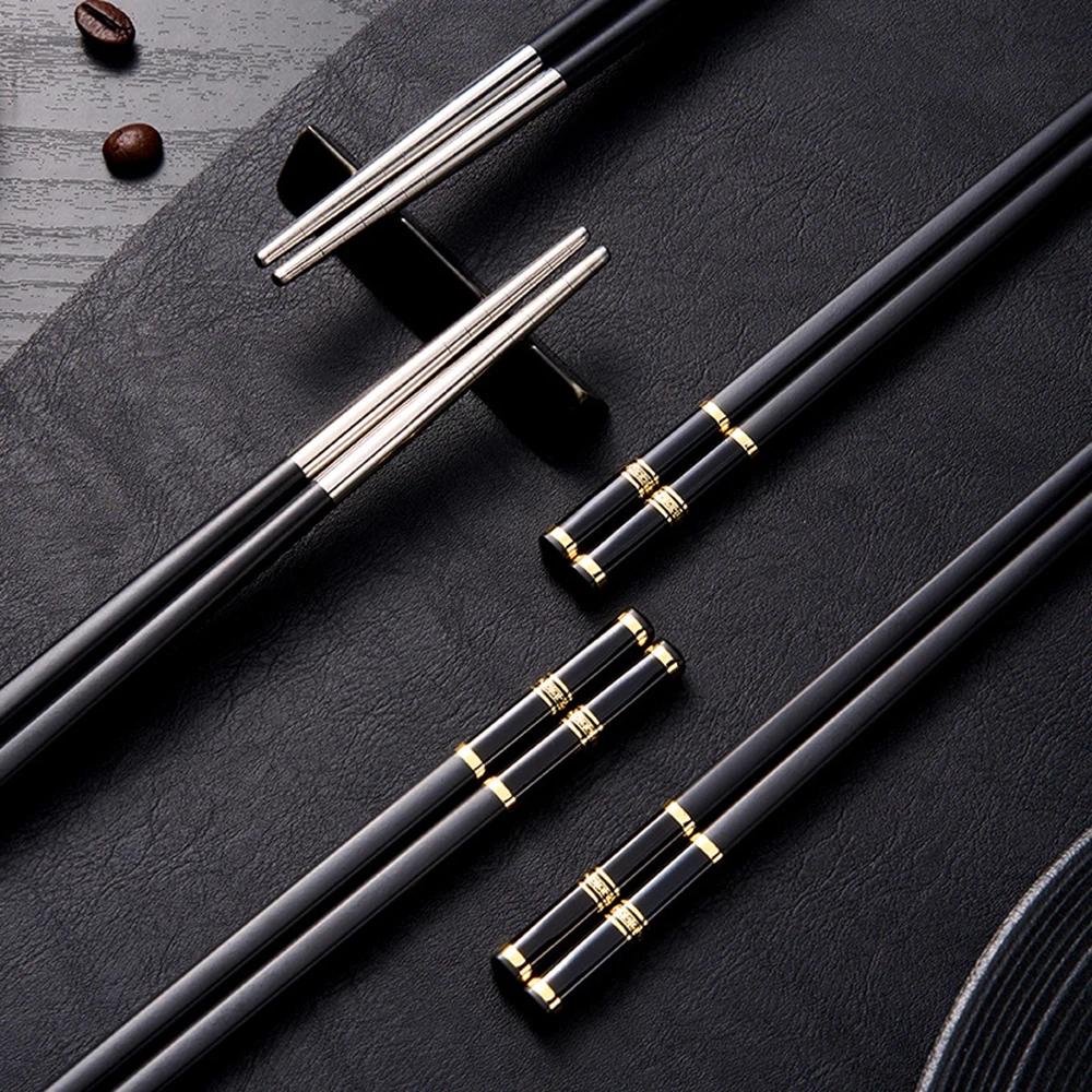 2-8 Pairs Alloy Chopstick Reusable Non-slip Sushi Food Chop Sticks Chopsticks Metal Chinese Chop Stick Tableware Kitchen Gadgets