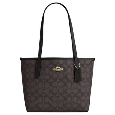 Město 23 Klasická monogramová kovová logo taška Tote Nákupní taška Přes rameno Ruční taška Střední Dámské tote tašky Ořechová Černá CU759-IMXAQ