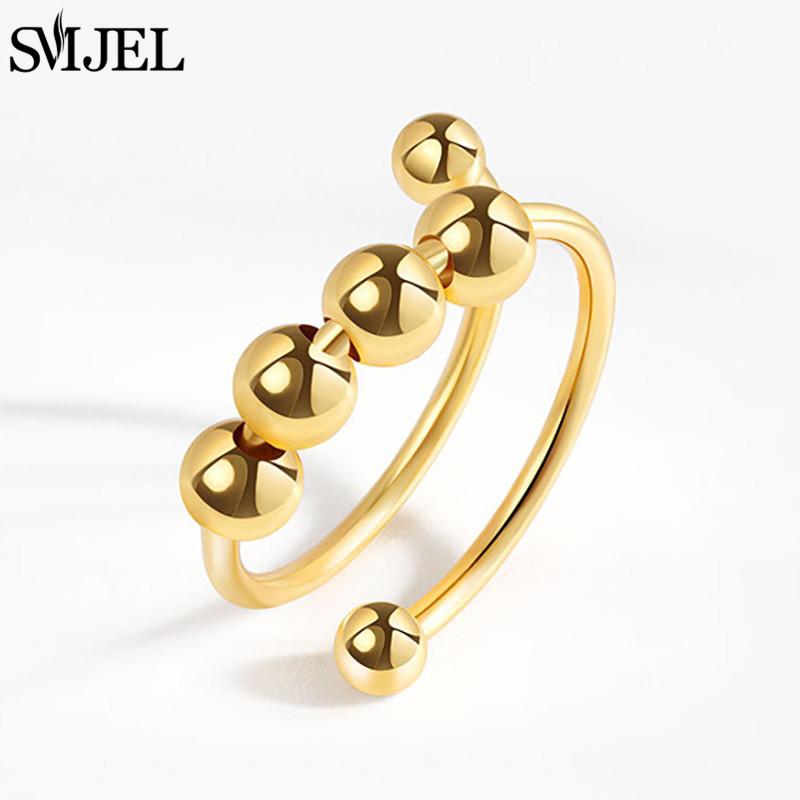 Anelli Antistress Ansia Fidget per Donna Multipli Cristallo Fiore Sole Cuore Metallo Spinner Anello Rotante Gioielli da Matrimonio