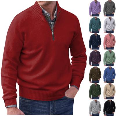 Men's Fashion Top Casual Slim Fit Pullover Long Sleeve Zipper Small High Collar