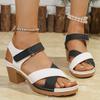 Fashion Mix Color Square Heel Sandals Women Plus Size 36-43 Cross Band Summer Sandles Woman Ankle Strap Thick Heeled Gladiator Sandalias