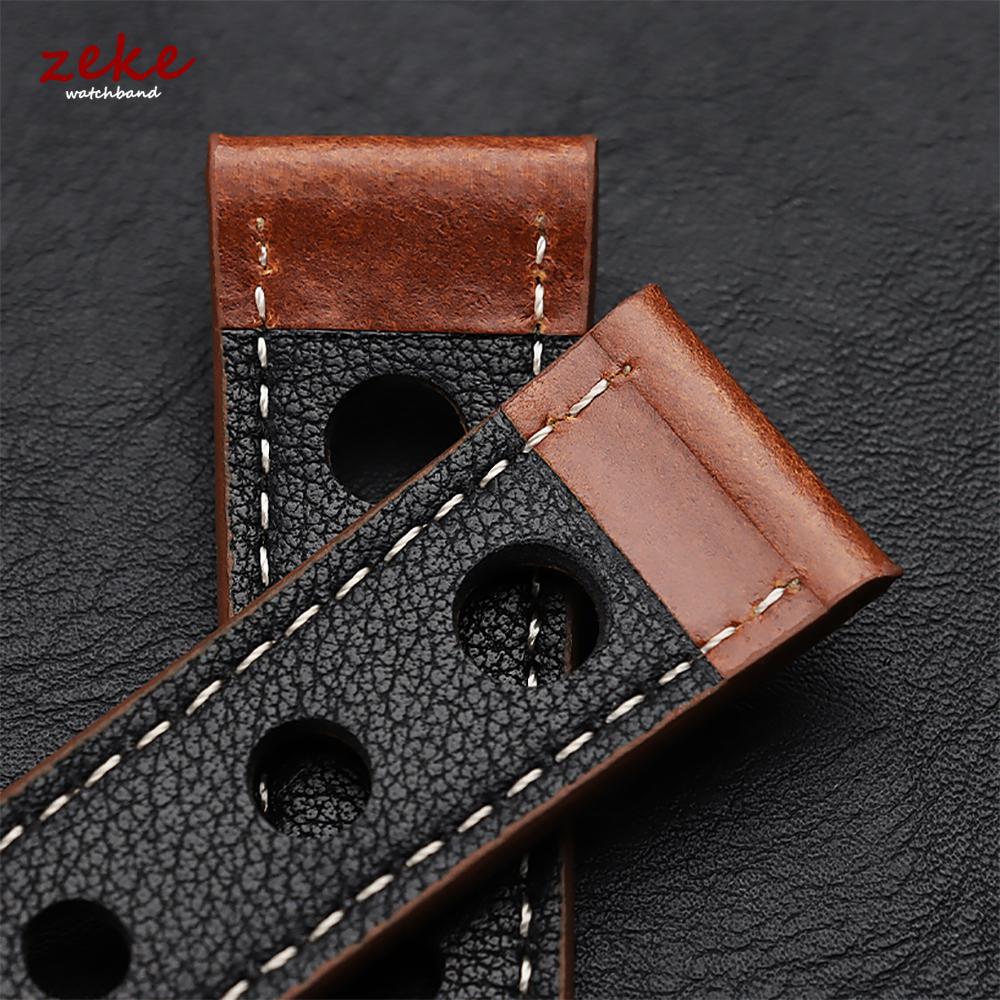 20mm 22mm Breathable Vintage Leather Watch Band for Omega Oil Wax Cowhide Straps Sport Bracelets Men's Brown Black Red Wristband