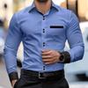 Pocket Stitching Men Long Sleeve Casual Shirt Spring Autumn Men Clothes Lapel Shirt Tops