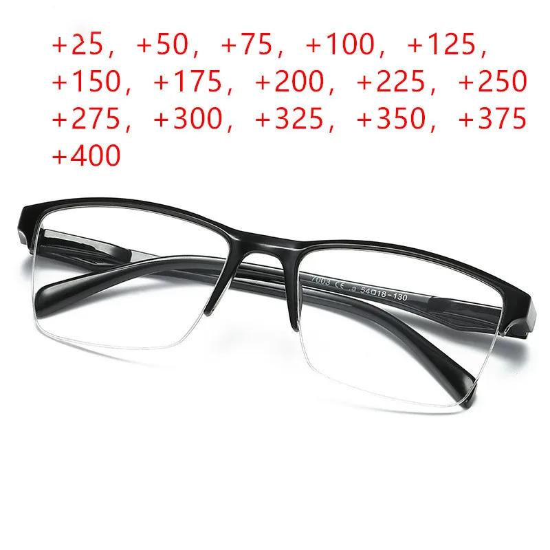 Men Women Black Resin Reading Glasses 1.75 Half Frame Portable Ultralight Magnifying Presbyopic Hyperopia Glasses Square 1.5 2.0