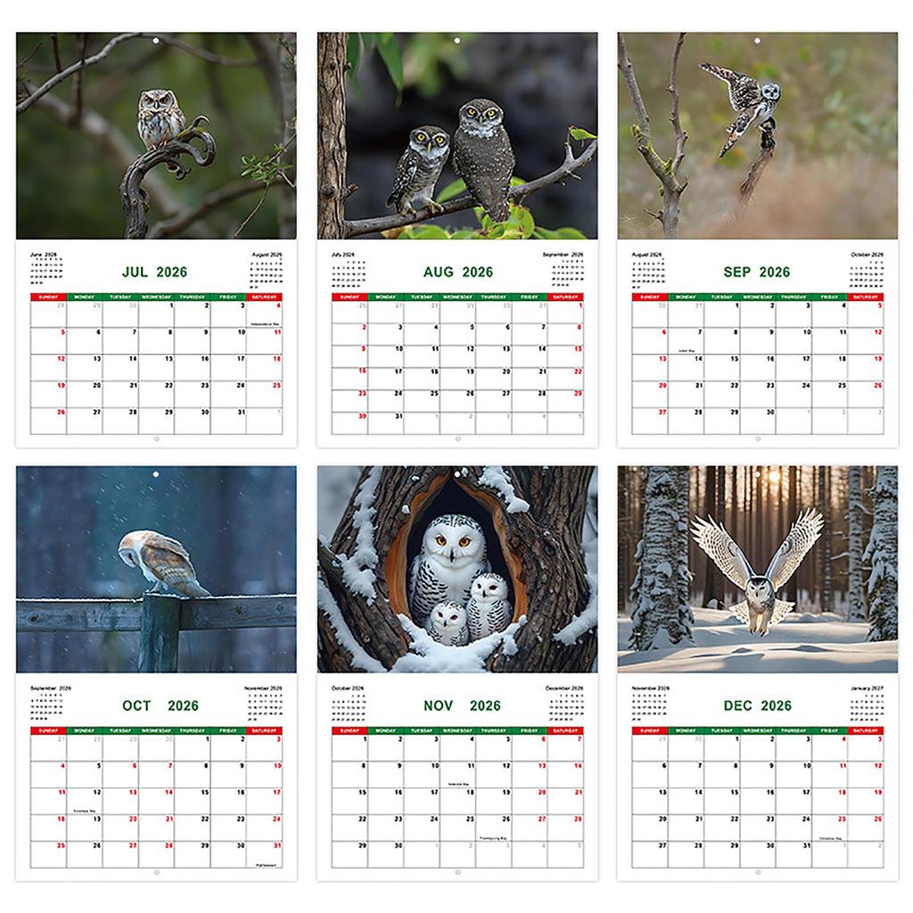 Owl Themed Perpetual Calendar – Reusable Wooden Flip Calendar Desk Ornament