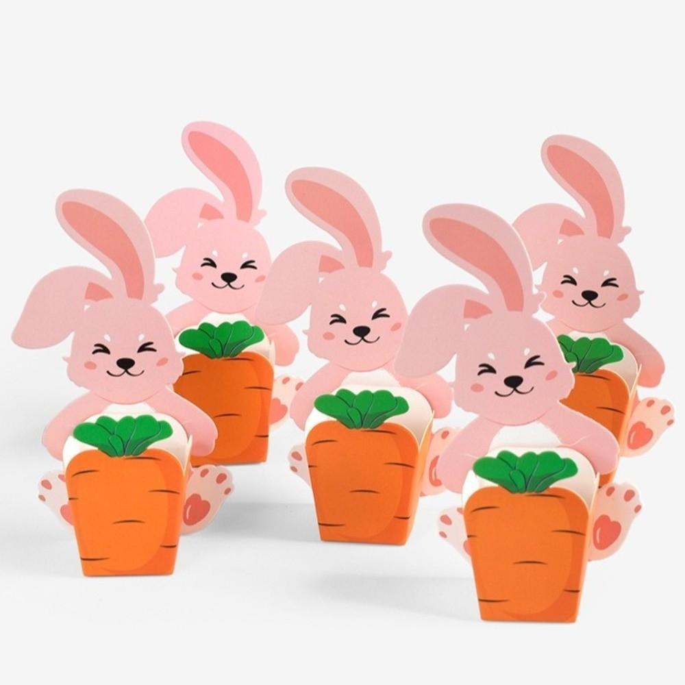 Fashion Cute Easter Candy Box Paper Box Rabbit Hug Carrot Design Food Packaging Case Festivel 10 Pieces Cookie Box Celebration