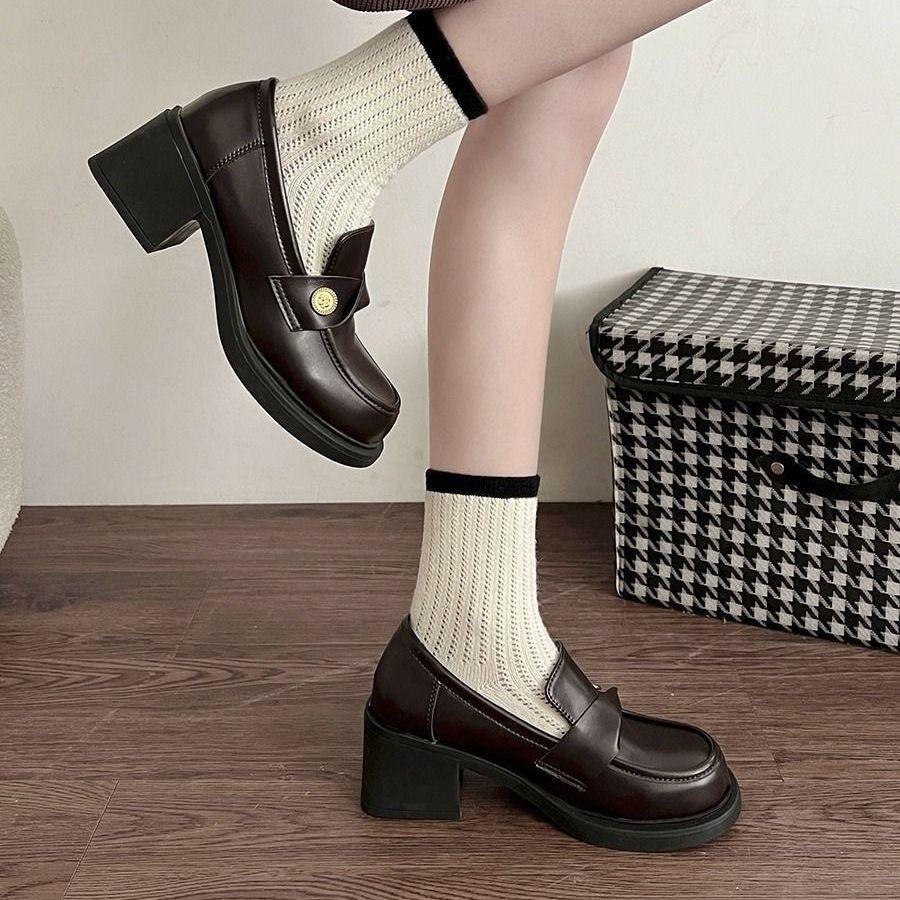 Fashion Platform Women's Loafers Shoes Ladies Pumps Leather Casual Round Toe Chic and Elegant Stylish Wholesale Spring Comfortable Shoe