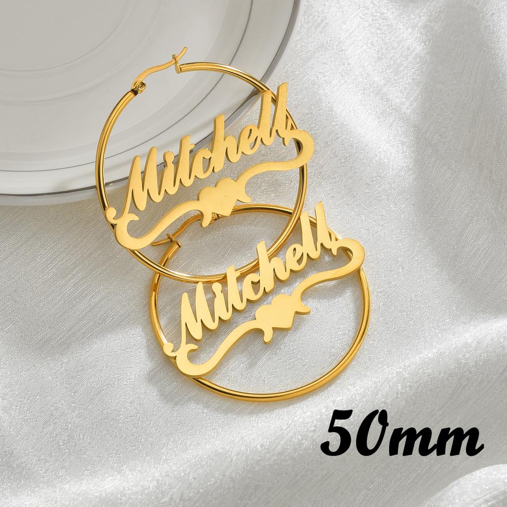Atoztide Personalized Name Stainless Steel Letter Earrings For Women 3 Color Custom Name Cricle Earrings Weddings Party Jewelry