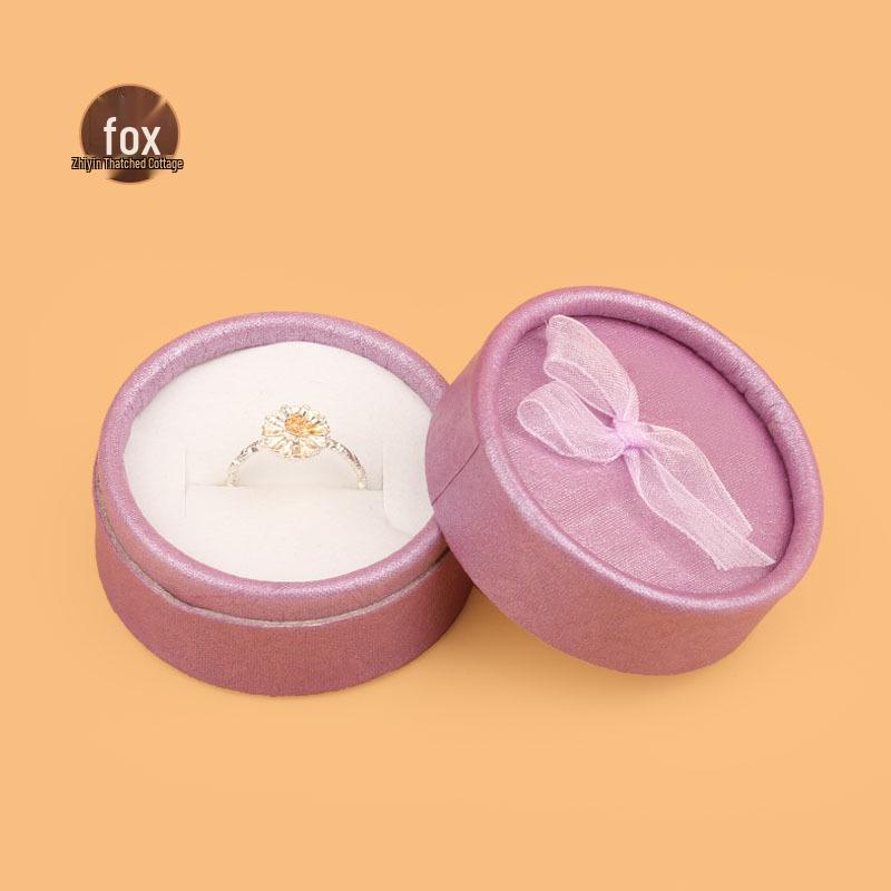 Small Bowknot Round Jewelry Box for Rings and Earrings