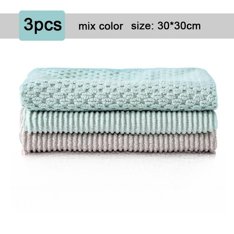 Microfiber Kitchen Cleaning Towel Absorbent Oil-proof Dishcloths Household Washing Rag Glass Window Cleaning Cloths