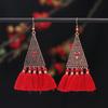 Vintage Bohemian Red Tassel Earrings Female Long Temperament Earrings Vacation Photography Bridal Earrings