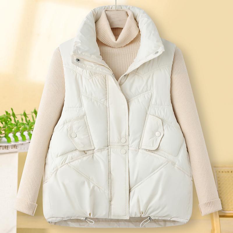 Mote Vinter Varm Vest Dame Ermeløs Parka Ståkrage Casual Tykk Damejakker