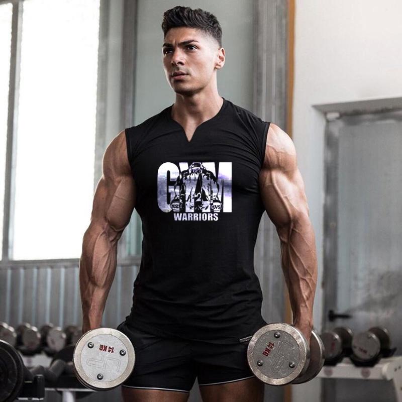 Basketbalová vesta pánská bavlněná vesta bez rukávů s výstřihem do V s potiskem loga tělocvična bavlněná ležérní vesta prodyšná pohodlné tričko na jogging