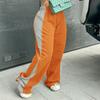 Women's Fashionable Color Blocked Elastic Waistband Versatile Straight Leg Casual Sweatpants Pants