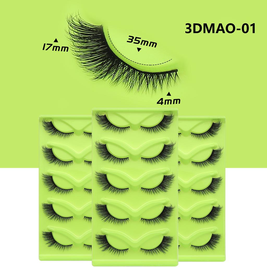 Cat Eye Lashes Natural Eyelashes Winged End Eye Elongated Eyelashes Clear Band Lashes Eyelash Extension Manga Lashes