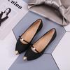 New flat bottom pointed head shallow mouth single shoes women's fashion metal head bright leather princess shoes