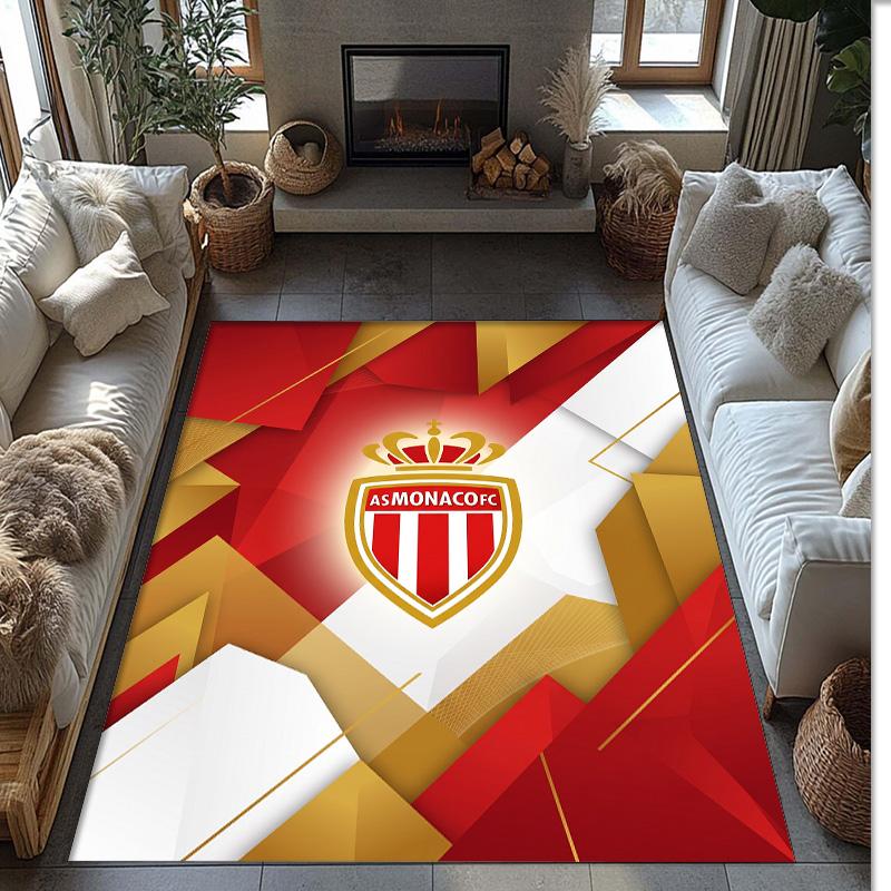 Футбольный ковер Monaco FC с футбольным узором, мягкий ковер для пола, нескользящий ковер для помещений, спортивный декоративный коврик для спальни