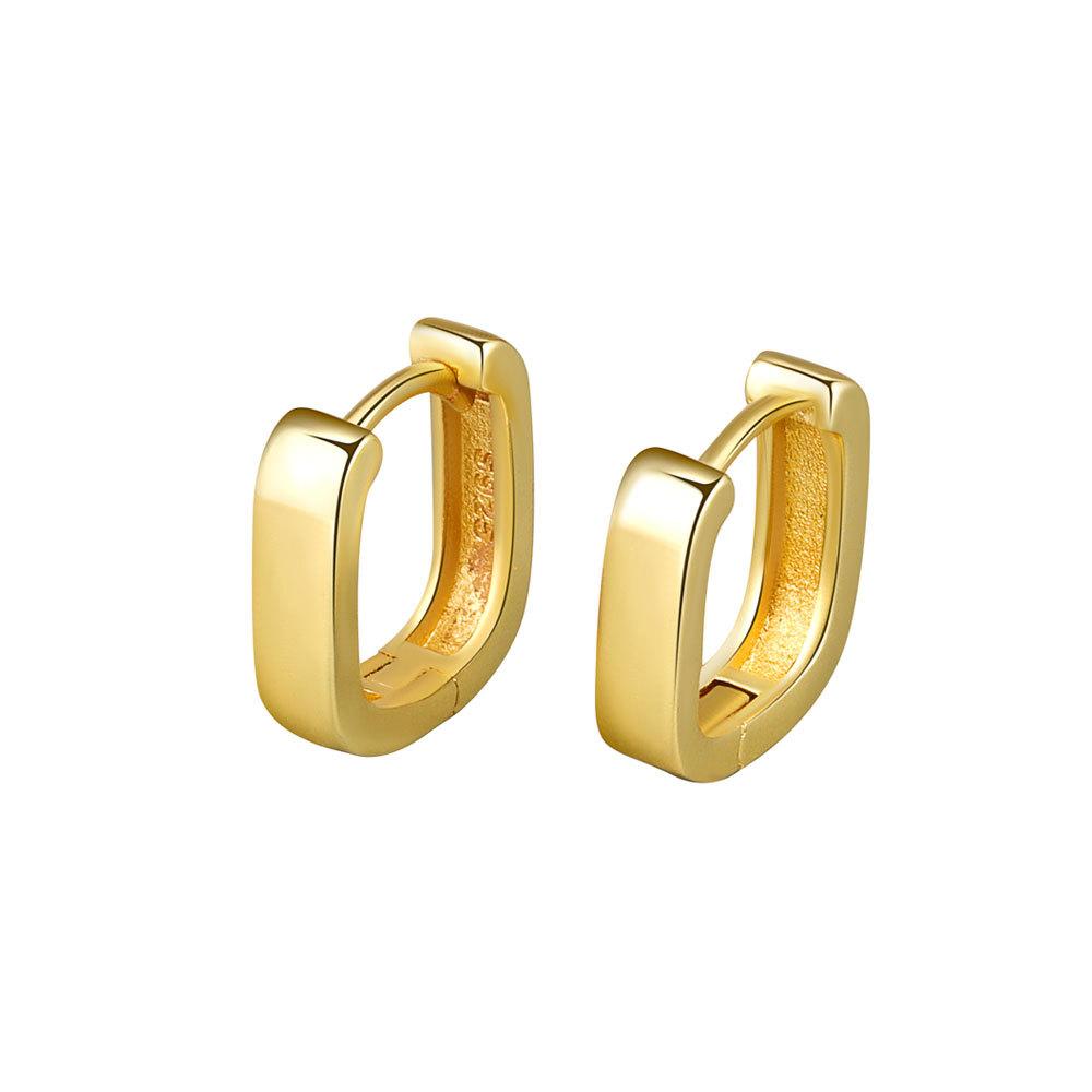 Minimalist Gold Rectangular Metal Hoop Earrings For Women Unique Niche Design Elegant K Gold Ear Studs Jewelry