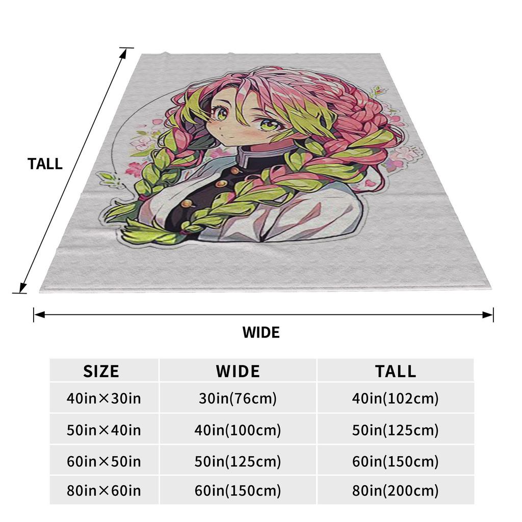 Mitsuri Kanroji And Iguro Obanai Blankets Soft Warm Flannel Throw Blanket Plush For Bed Living Room Picnic Travel Home Couch