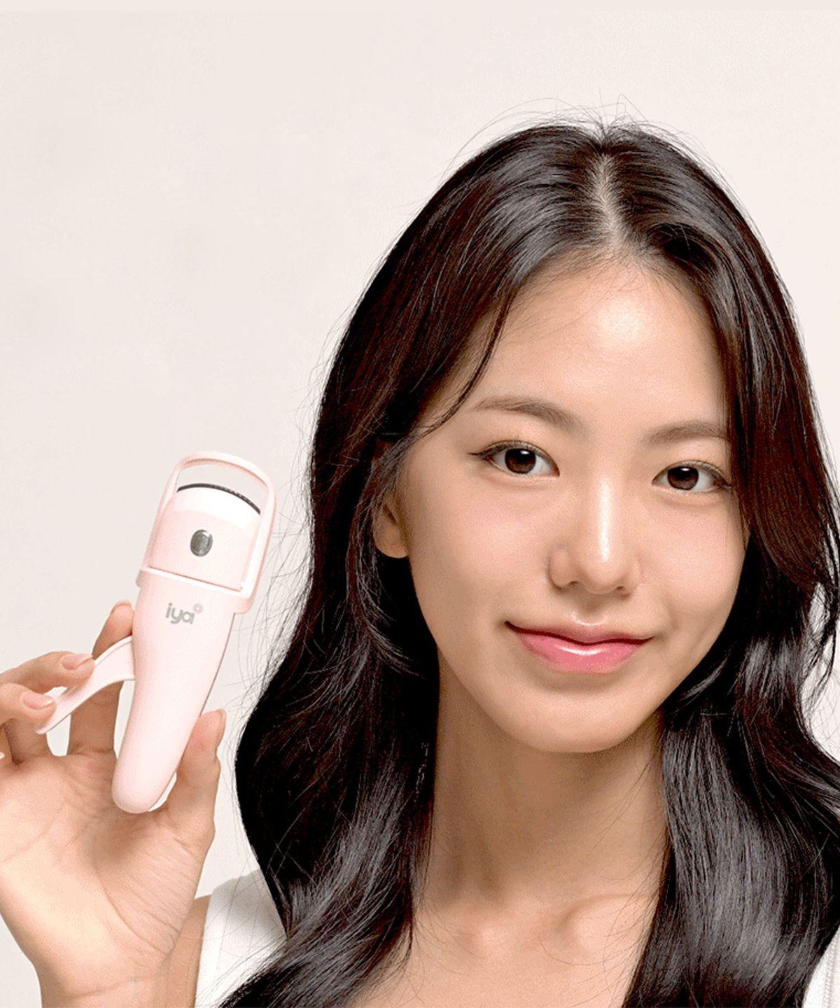Eyelash curler heating curler USB charging pink