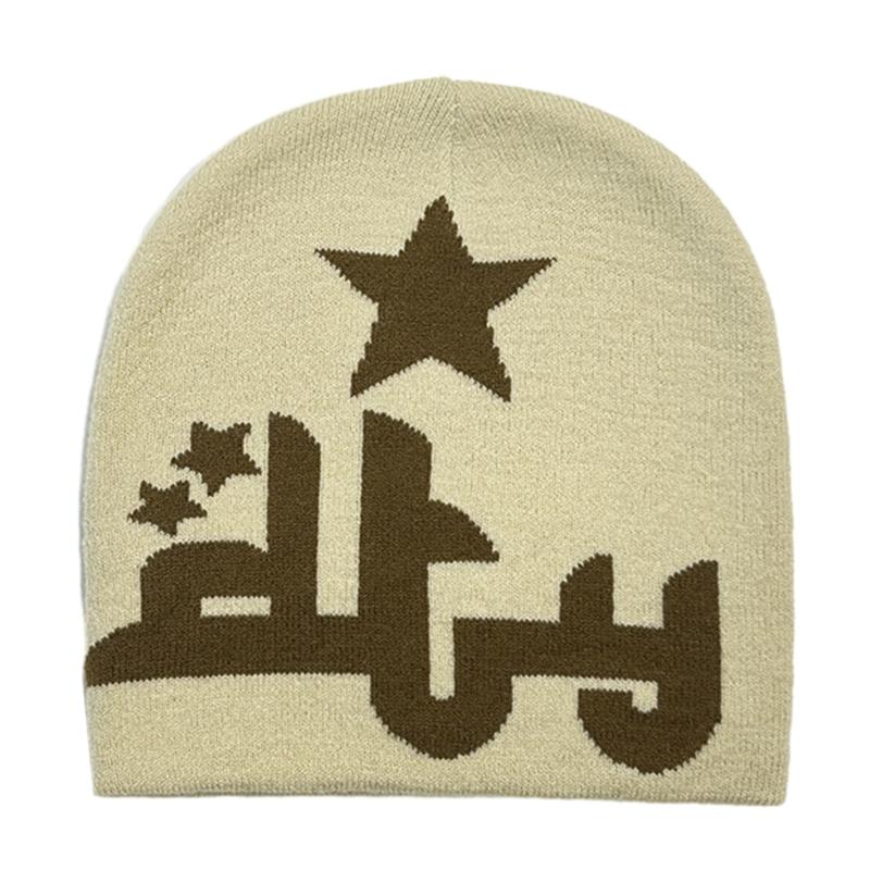 Casual Jacquard Star Hat Knit Windproof Hat for Adult Autumn Winter Cycling