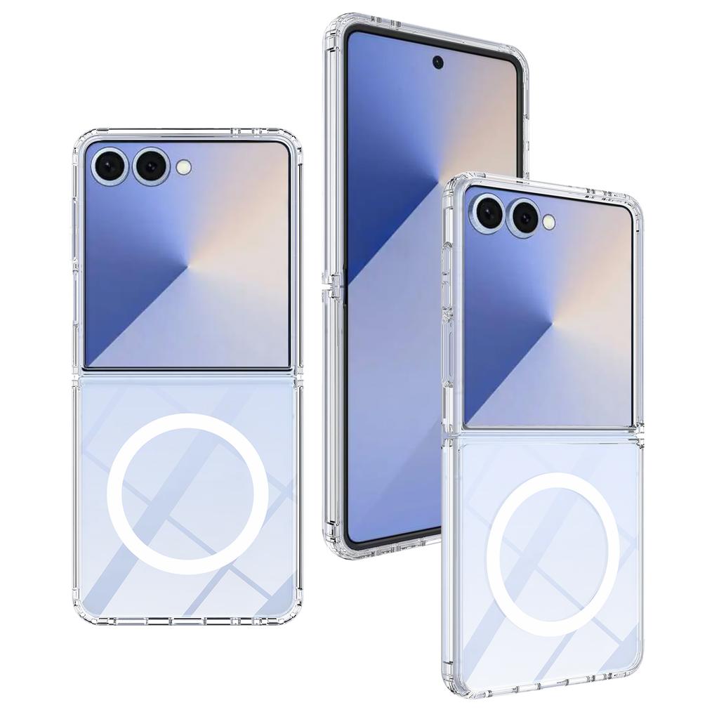 For Samsung Galaxy Z Flip7 5G Clear Phone Magnetic Case TPU+Acrylic Back Cover
