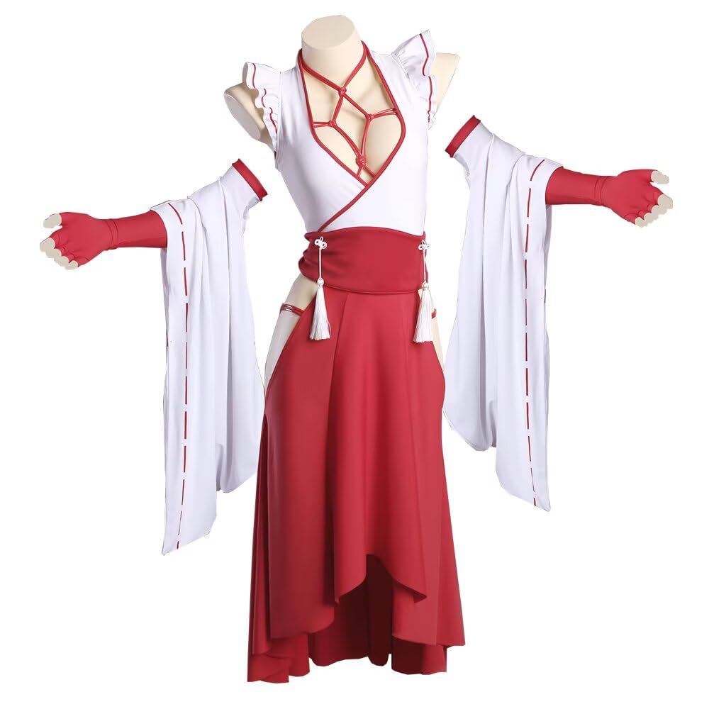 

[Lavender] Bound Shrine Maiden Cosplay Costume, Christmas, Halloween, Sexy, Extreme, SM, Perverted, Erotic, Tempting, Miko, Open-Breasted, Size L+