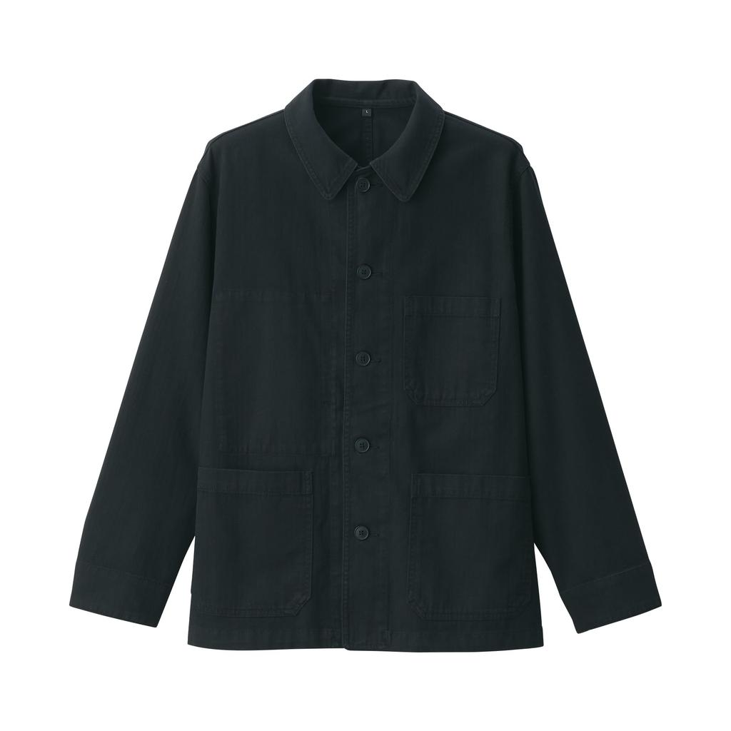 MUJI Men's Kapok Blend Herringbone Coveralls (AD0WLA5S) Black, Size XL