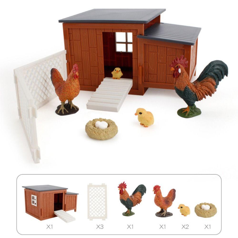 Chicken Rabbit Simulation Farm Toy Puppy Figurine Ranch Model Toy  Playset For Kids