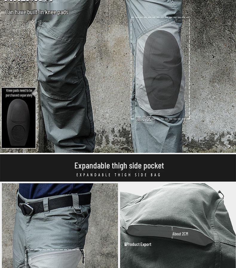 Men's Slim Fit Tactical Cargo Pants - Water-Repellent, Military-Style, for Spring/Autumn Outdoor Work and Training.