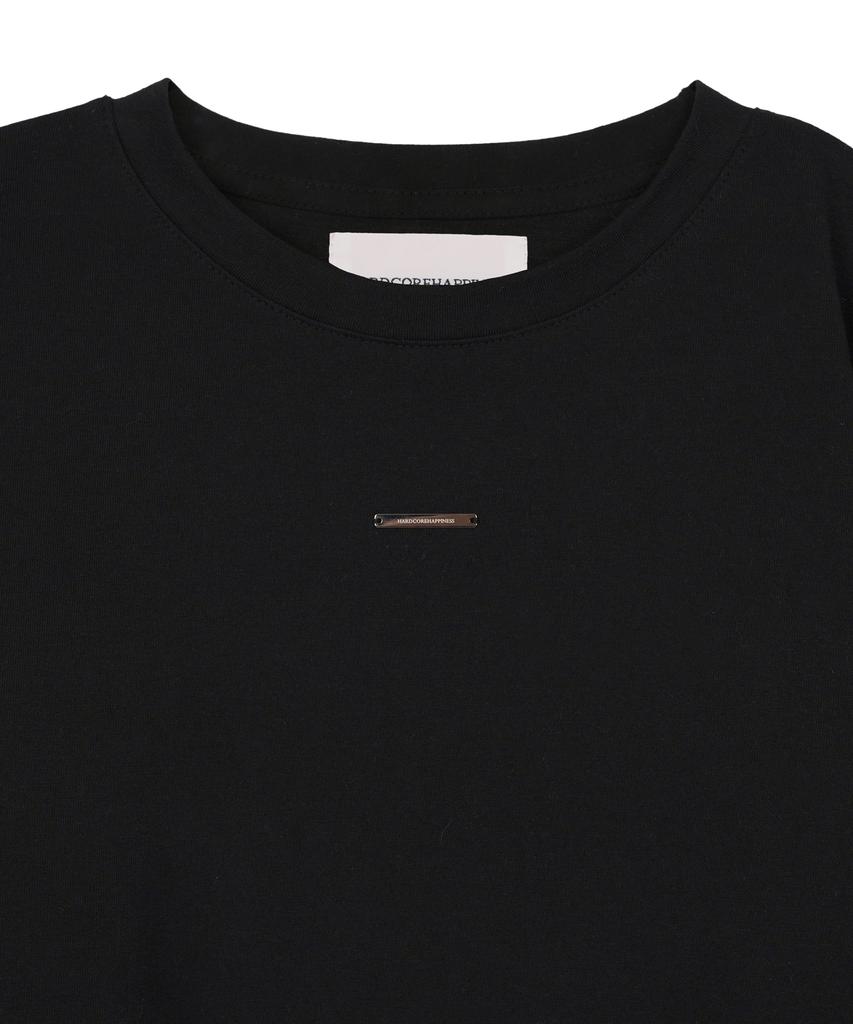 Hardcore Happiness Basic Semi-Crop Round T-Shirt_Black