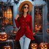 Women Double Breasted Victorian Steampunk Blazer Coat Gothic Tuxedo Tailcoat Jacket with Lace Hem Halloween Wedding Uniform Costume