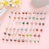 10 Pairs of Mixed Color Cute Animal Earrings, Fox Frog Mushroom Small Daisy Stud Earrings Combination Set