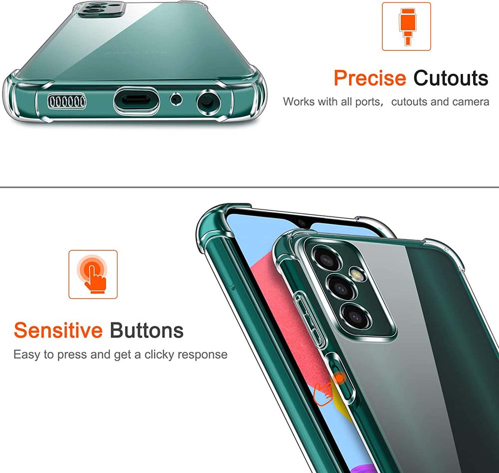 Shockproof Clear Case For Samsung S23 S22 Ultra S21 S20 Fe A14 A24 A34 A54 A13 A23 A33 A53 A12 A22 A32 A52 Thick Shockproof Soft Silicone Phone Cover