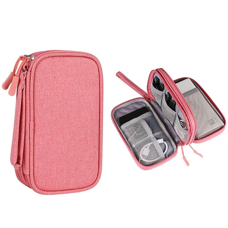 Multi-function Double Layer Storage Packet Suitable for Headphone/ Hard Disk/power Bank/Data Cable and Other Accessories
