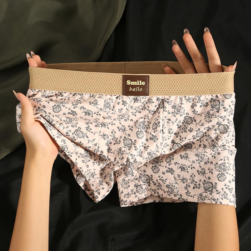 

Мужские трусы-боксеры средней посадки из чистого хлопка с принтом для мальчиков-подростков, модный тренд осень/зима XL (recommended 130-150 jin) розовый