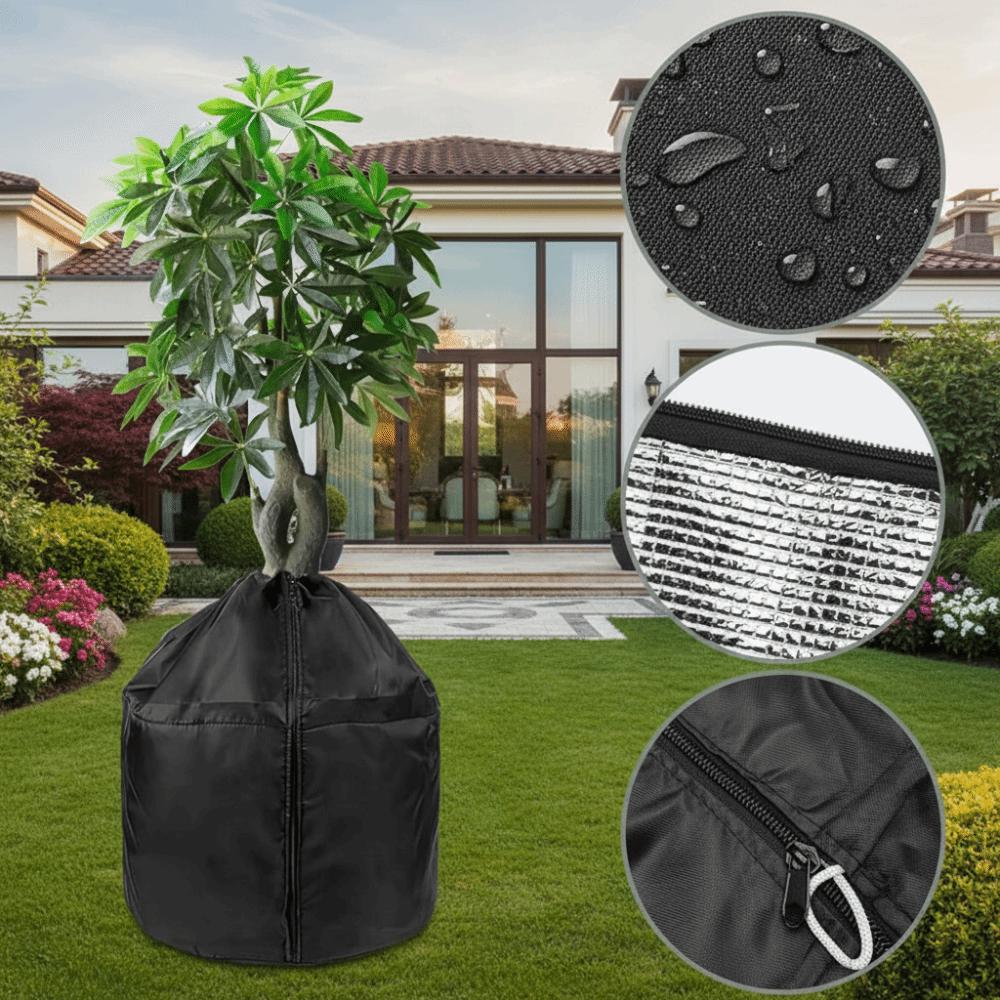 Oxford Cloth Plant Insulation Cover Breathable Thermal Pot Protector For Garden Shrub Trees Reusable Black Winter Plant Cover